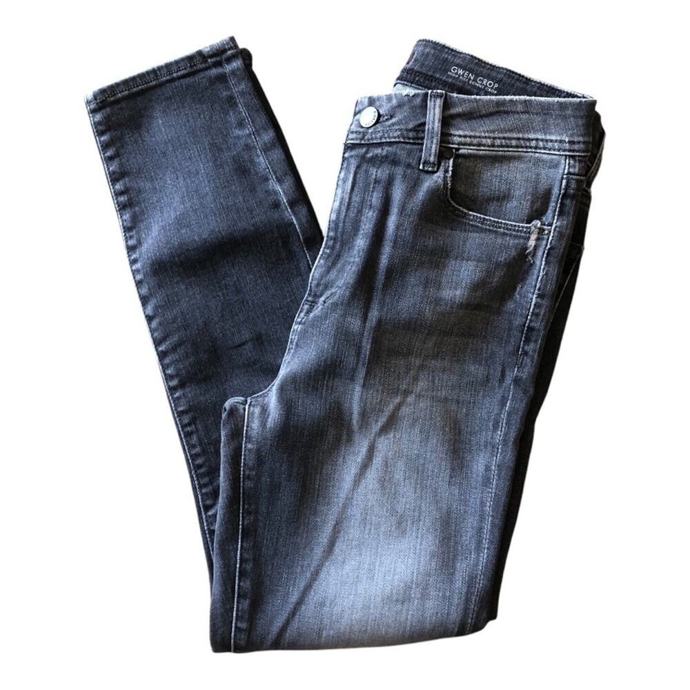 Fidelity Gwen High Rise Skinny Crop Jeans Raw Edge Hem Castle Gray Wash 28 NWT